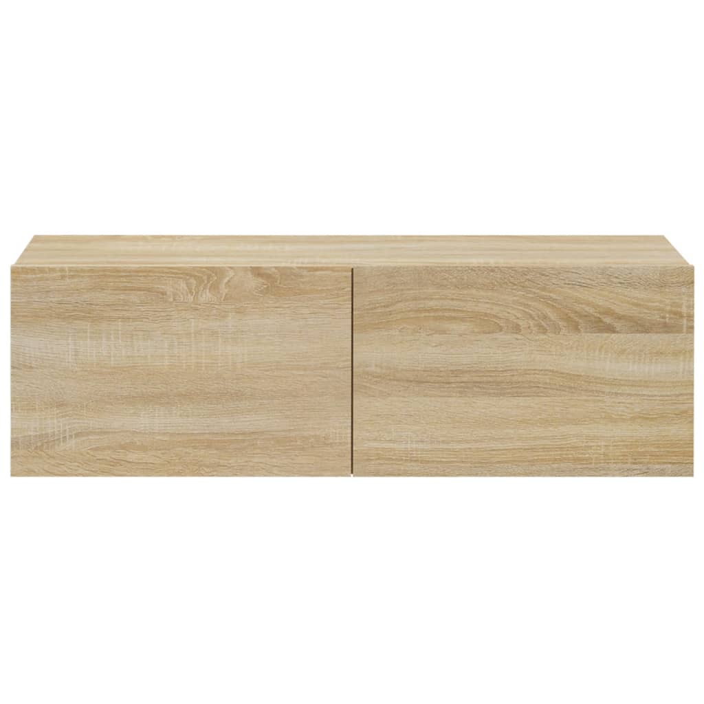 2 db sonoma tölgy szerelt fa fali TV-szekrény 100x30x30 cm