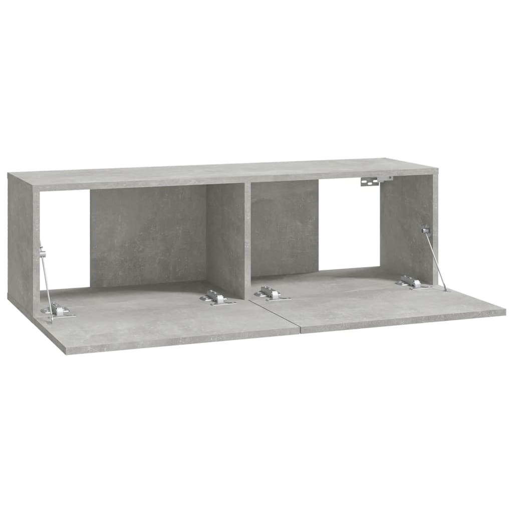 2 db betonszürke szerelt fa fali TV-szekrény 100 x 30 x 30 cm