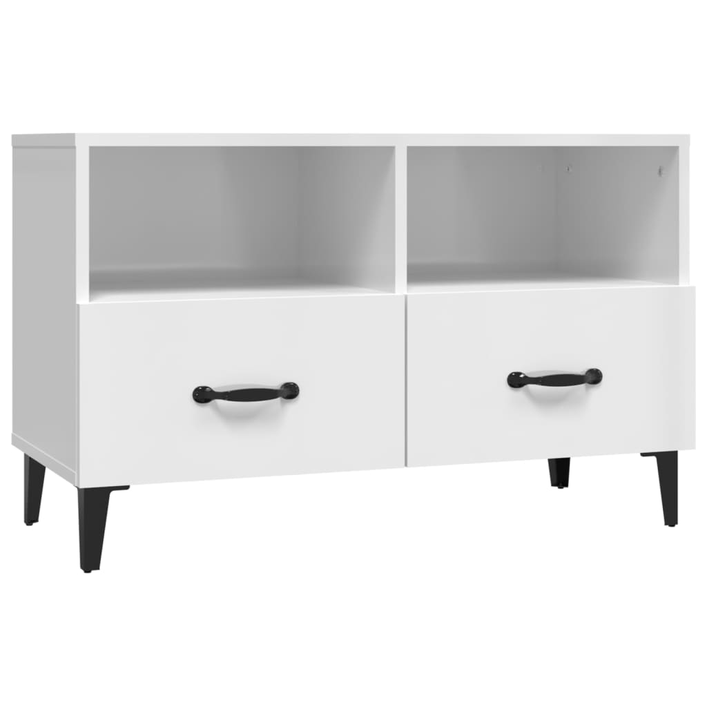 fehér magasfényű szerelt fa TV-szekrény 80x36x50 cm