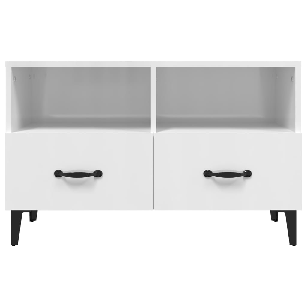 fehér magasfényű szerelt fa TV-szekrény 80x36x50 cm