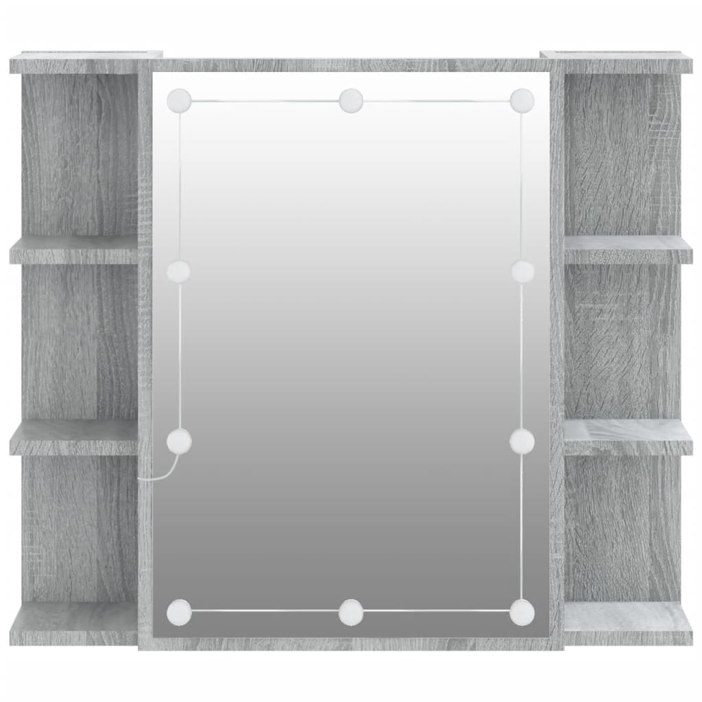 szürke sonoma tölgy színű tükrös szekrény LED-del 70x16,5x60 cm