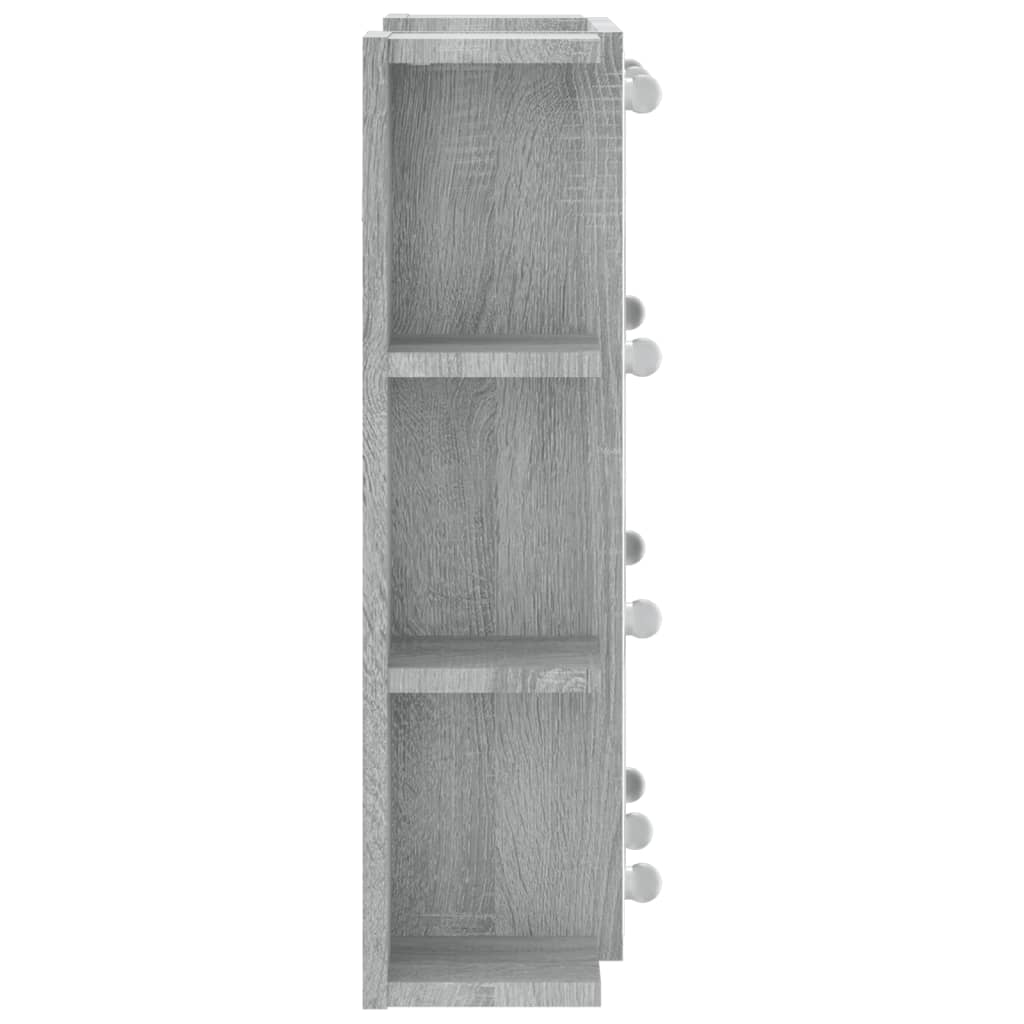 szürke sonoma tölgy színű tükrös szekrény LED-del 70x16,5x60 cm