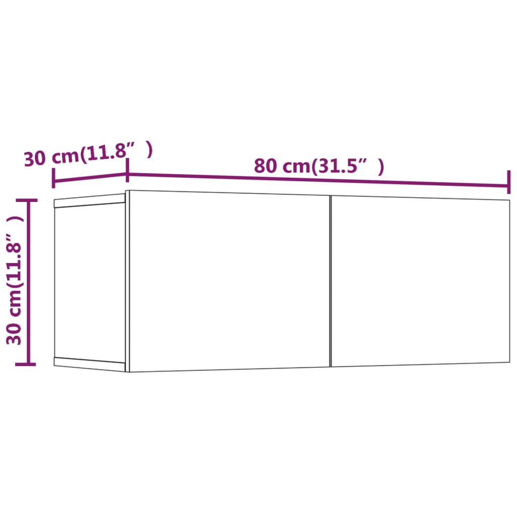 2 db füstös tölgy színű szerelt fa TV-szekrény 80 x 30 x 30 cm