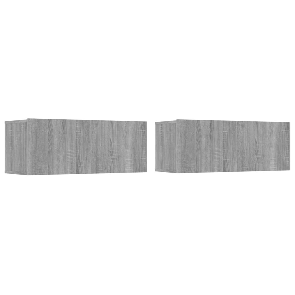 2 db szürke sonoma színű szerelt fa TV-szekrény 80 x 30 x 30 cm