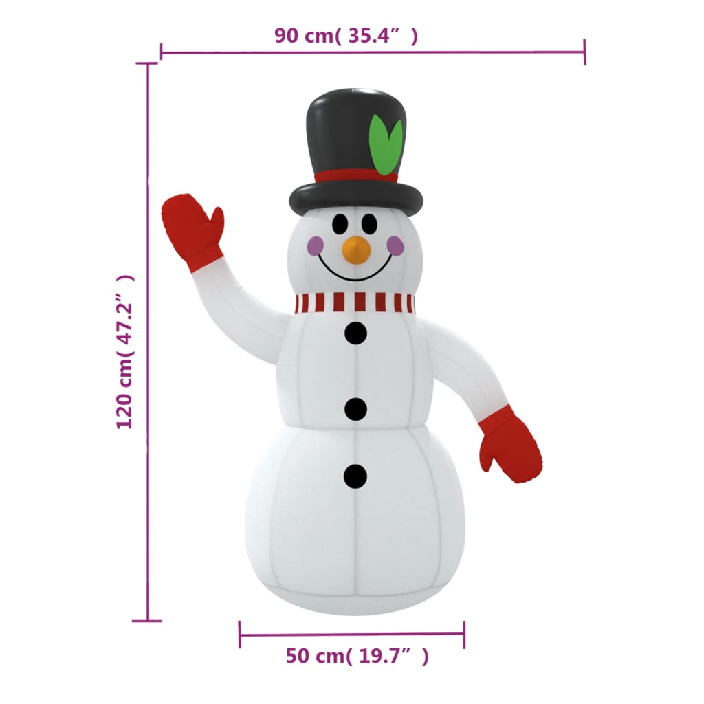 felfújható hóember LED-ekkel 120 cm