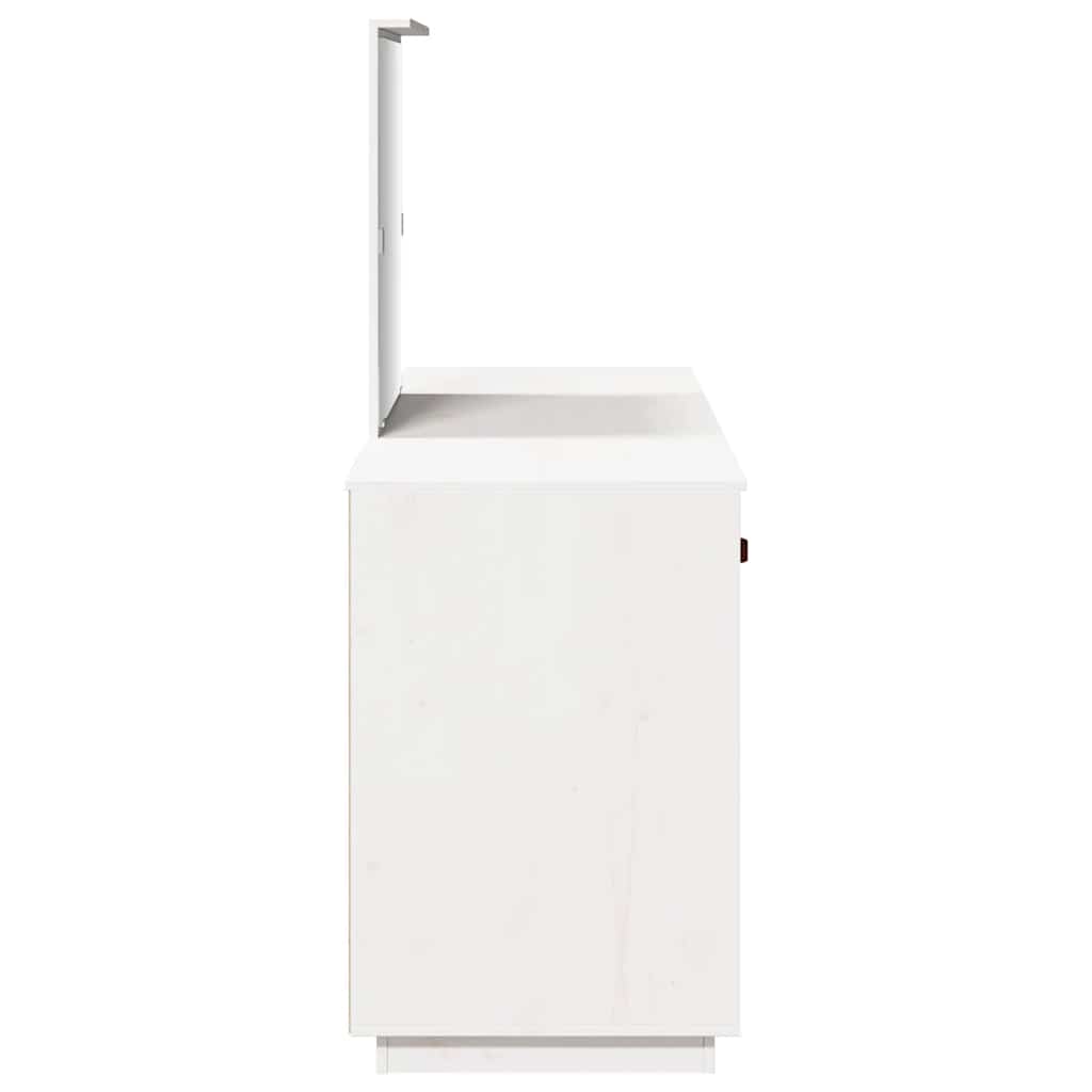 fehér tömör fenyőfa fésülködőasztal szett tükörrel