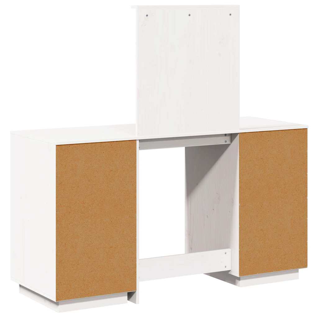 fehér tömör fenyőfa fésülködőasztal szett tükörrel