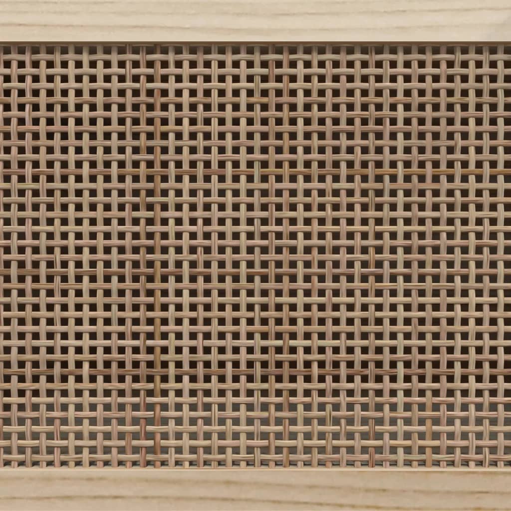 barna tömör fenyő és természetes rattan TV-szekrény 80x30x40 cm