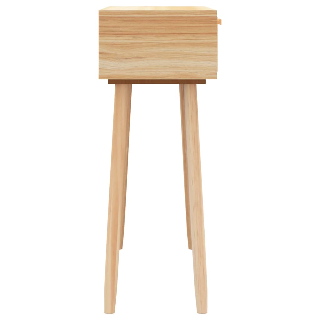 barna tömör fenyő és természetes rattan kisasztal 80x30x75 cm
