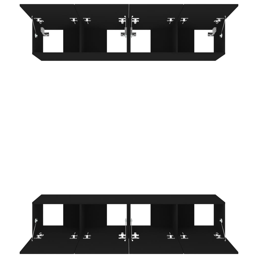 4 db fekete szerelt fa TV-szekrény 80 x 30 x 30 cm