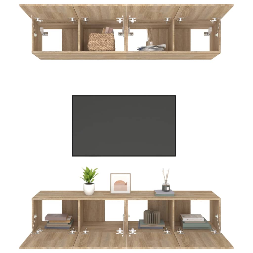 4 db sonoma-tölgy színű szerelt fa TV-szekrény 80 x 30 x 30 cm