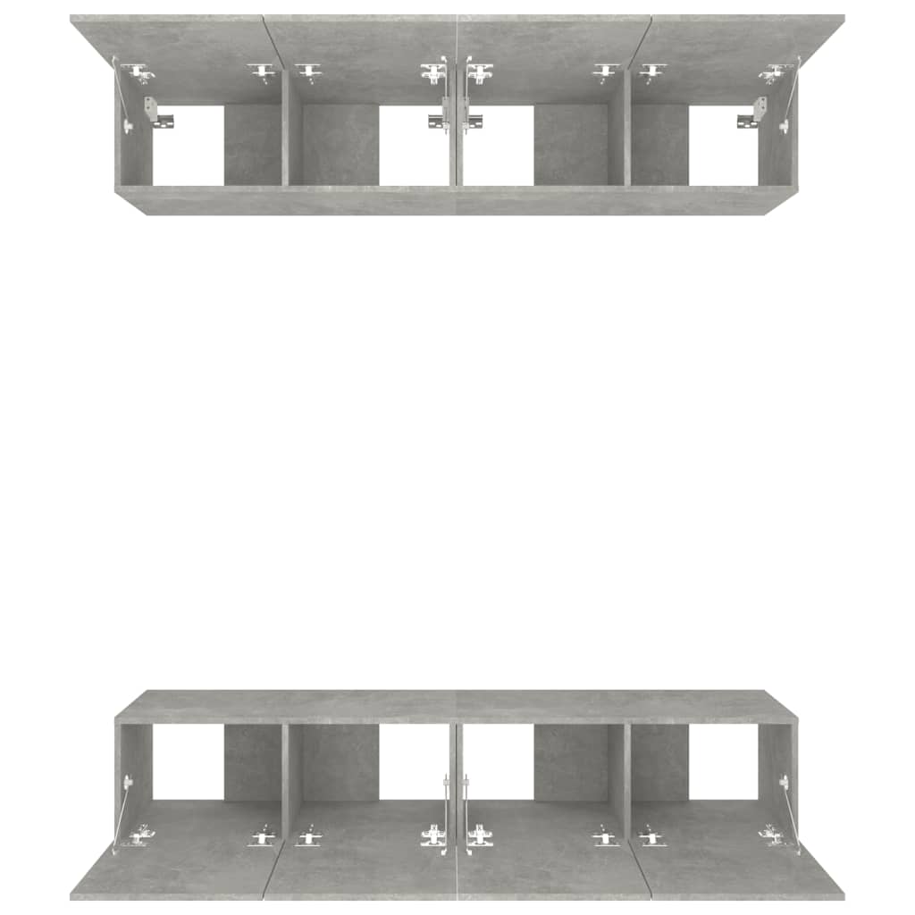 4 db betonszürke szerelt fa fali TV-szekrény 80 x 30 x 30 cm
