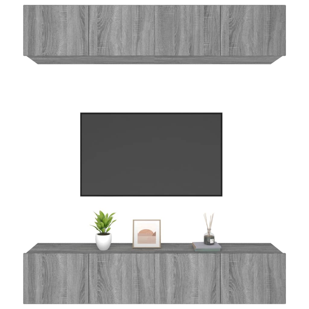 4 db szürke sonoma színű szerelt fa TV-szekrény 80 x 30 x 30 cm