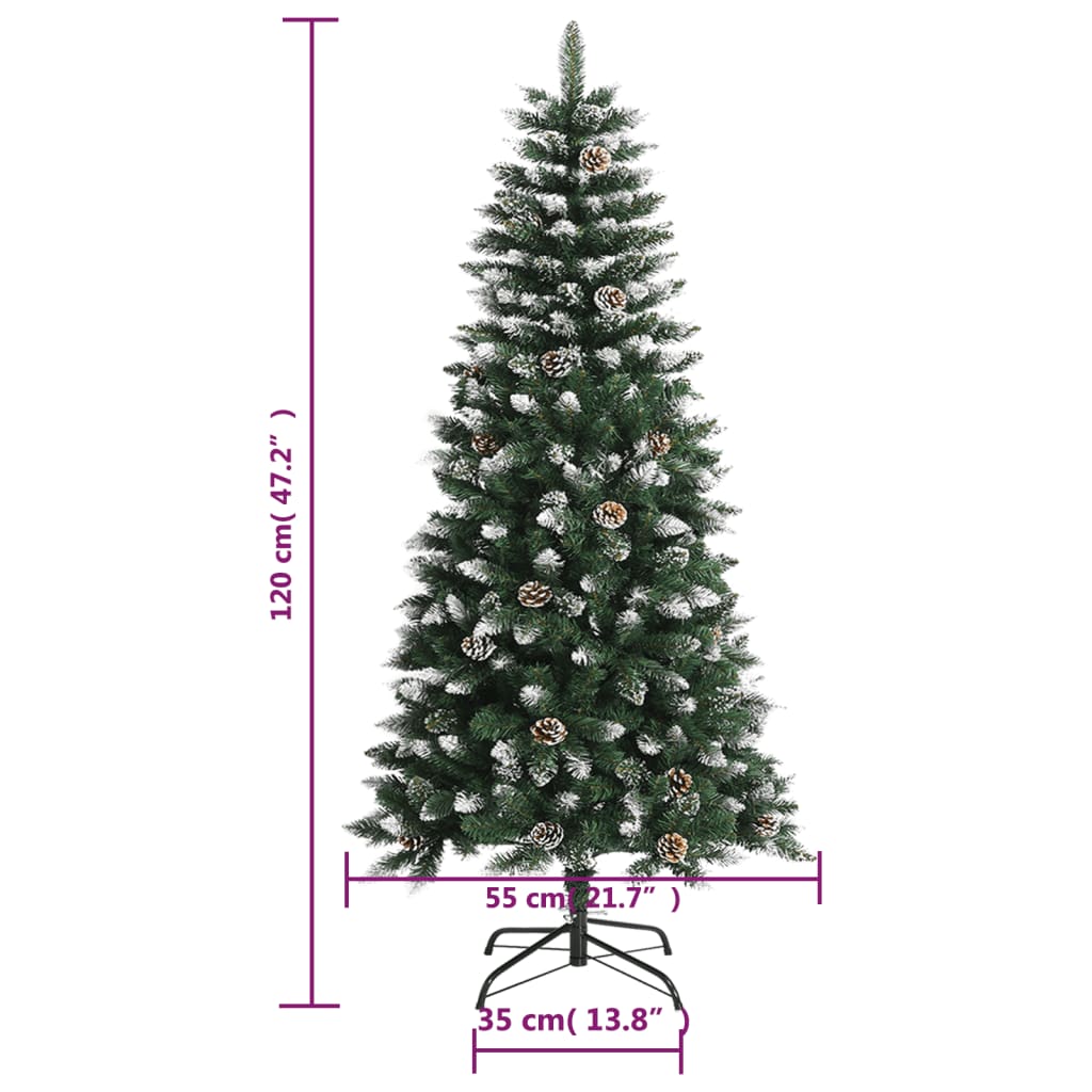 zöld PVC műkarácsonyfa állvánnyal 120 cm