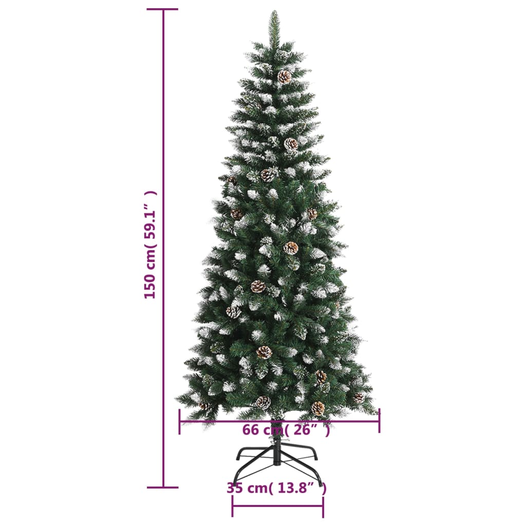 zöld PVC műkarácsonyfa állvánnyal 150 cm