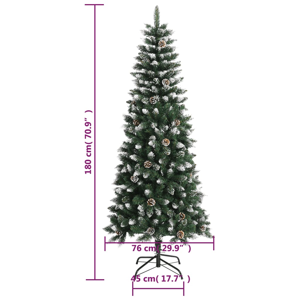 zöld PVC műkarácsonyfa állvánnyal 180 cm