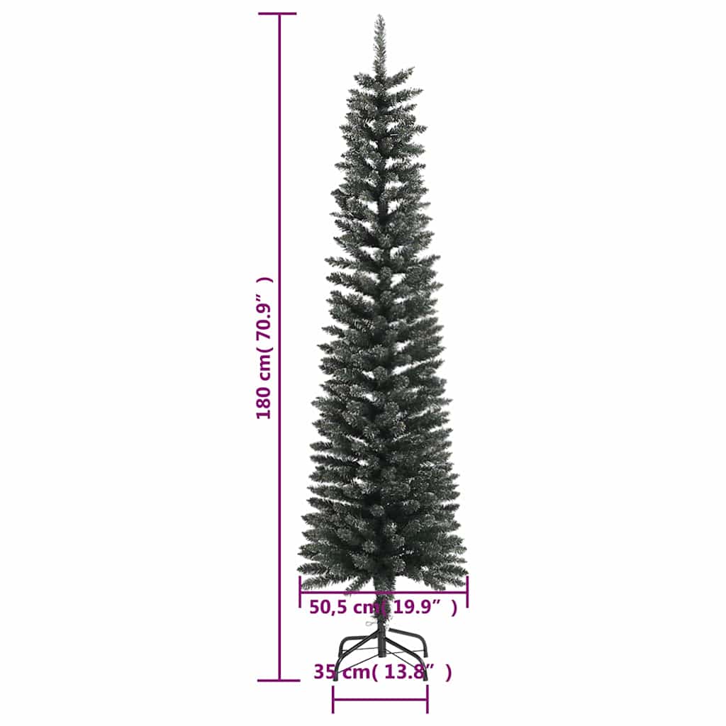 zöld PVC vékony műkarácsonyfa állvánnyal 180 cm