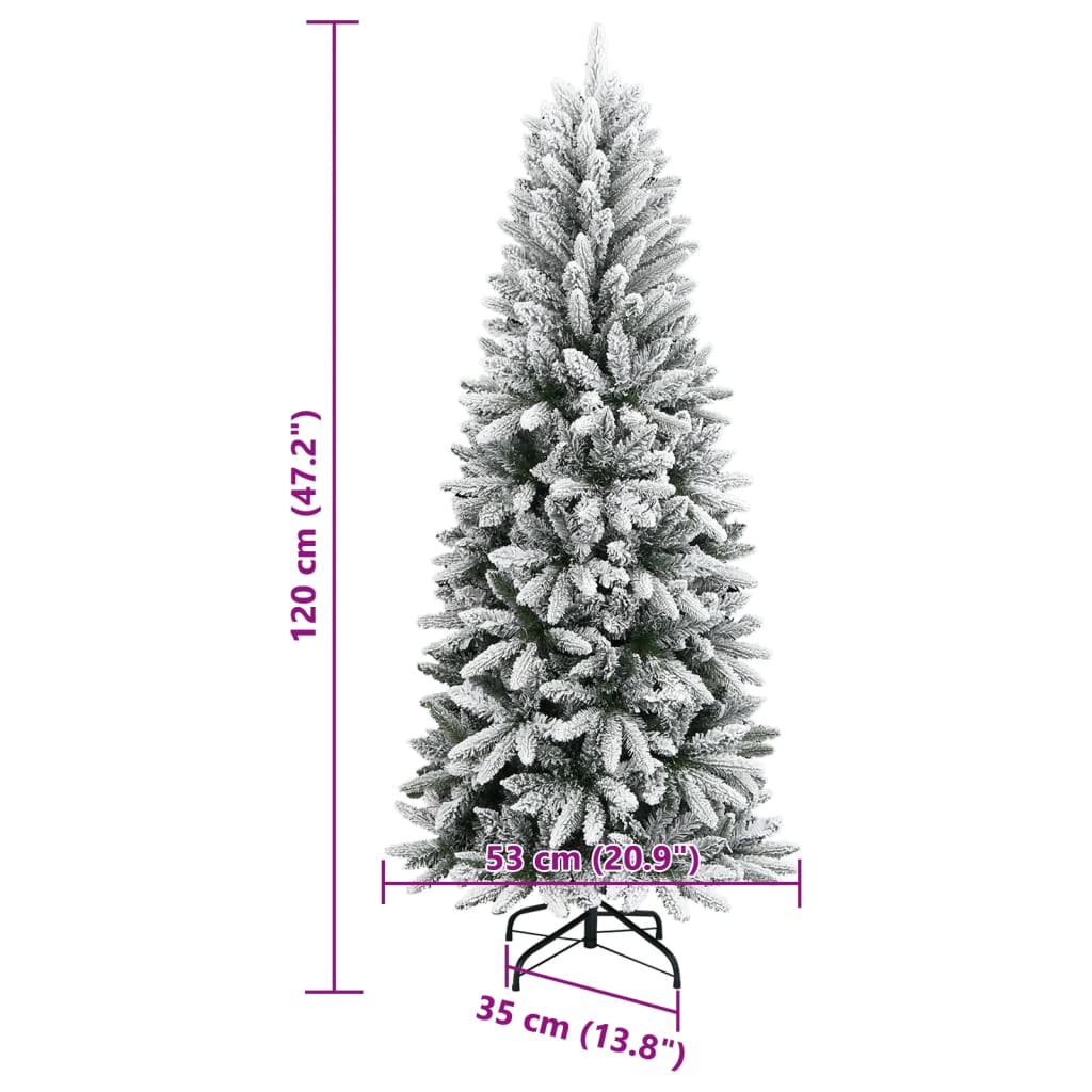 PVC és polietilén műkarácsonyfa pelyhes hóval 120 cm