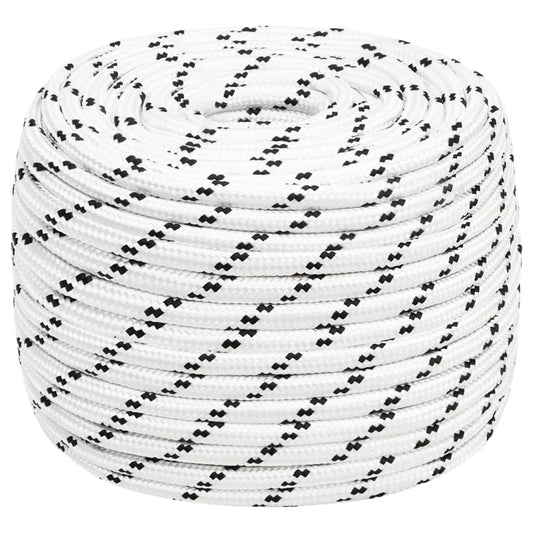 fehér poliészter fonott csónakkötél 14 mm x 25 m