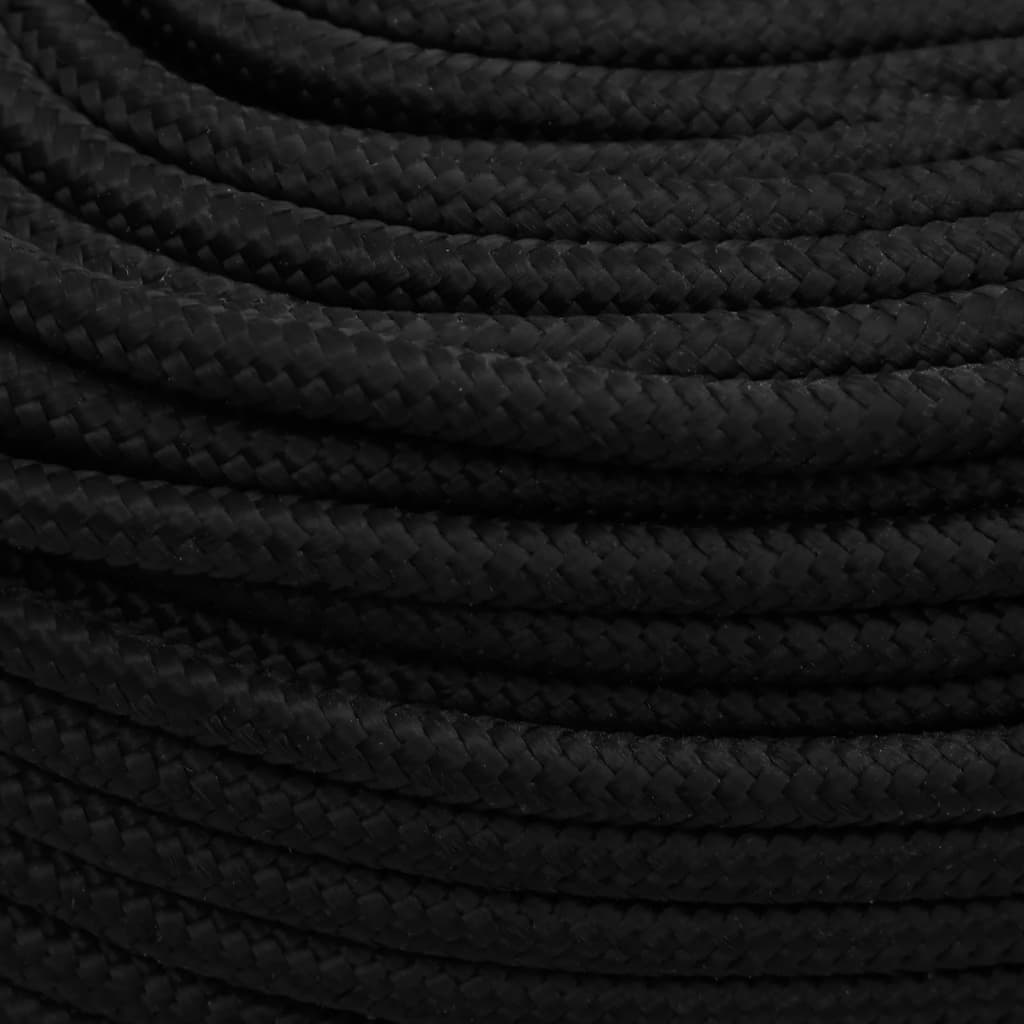 fekete poliészter munkakötél 6 mm 50 m