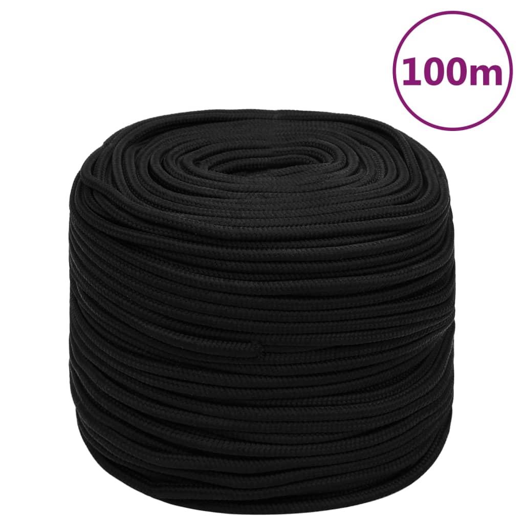fekete poliészter munkakötél 8 mm 100 m
