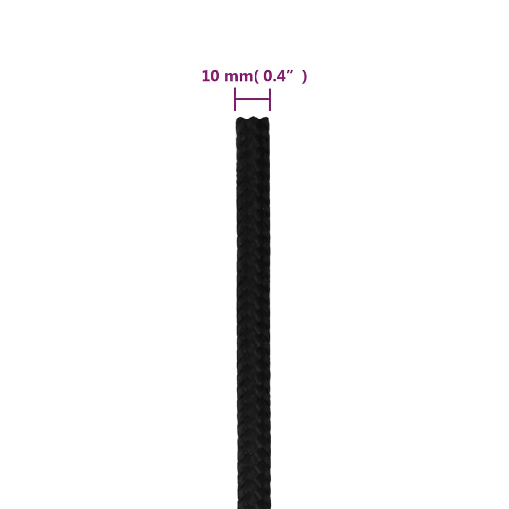 fekete poliészter munkakötél 10 mm 25 m
