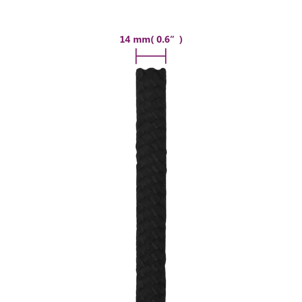 fekete poliészter munkakötél 14 mm 100 m