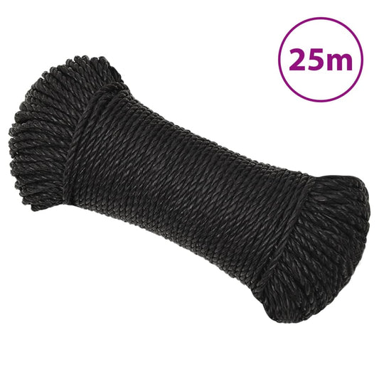 fekete polipropilén munkakötél 6 mm 25 m