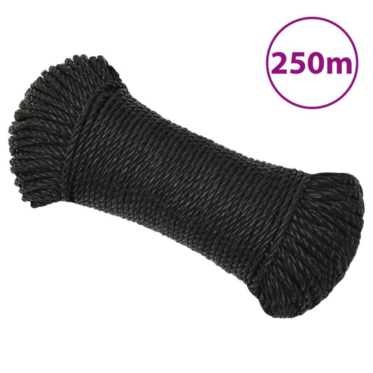 fekete polipropilén munkakötél 6 mm 250 m