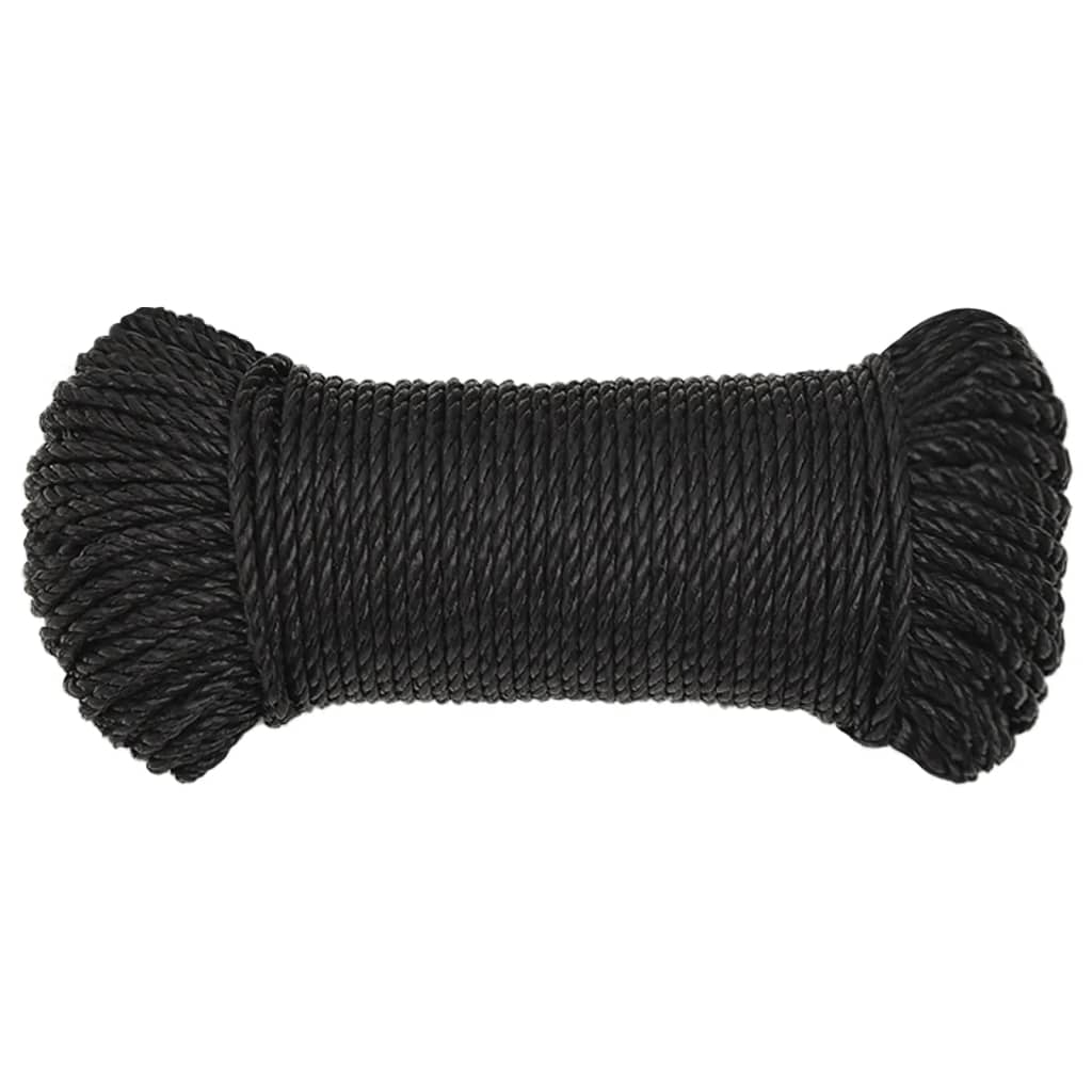 fekete polipropilén munkakötél 8 mm 50 m