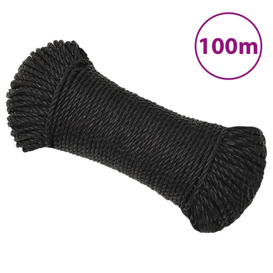 fekete polipropilén munkakötél 8 mm 100 m