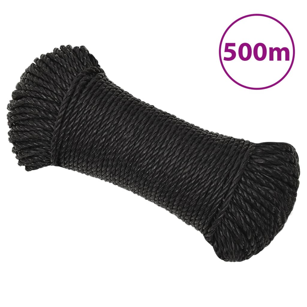 fekete polipropilén munkakötél 8 mm 500 m