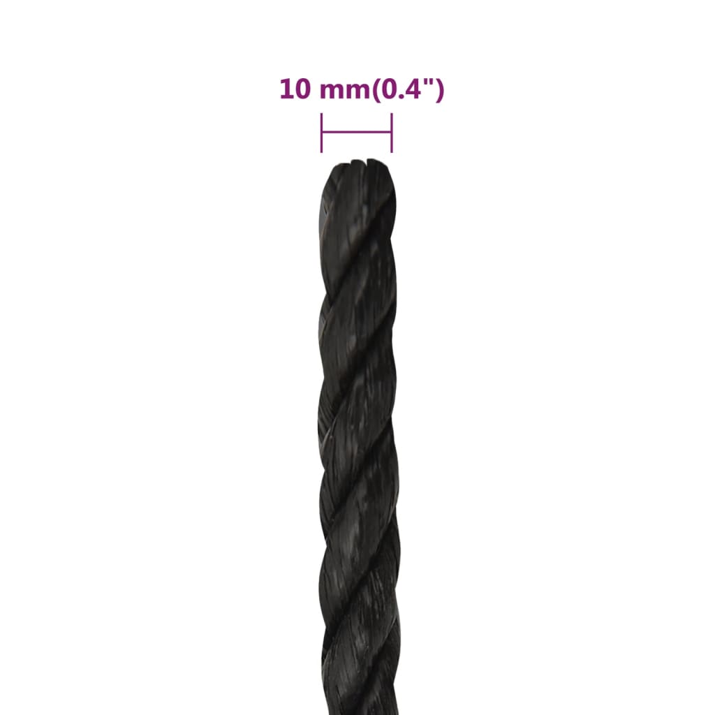 fekete polipropilén munkakötél 10 mm 50 m
