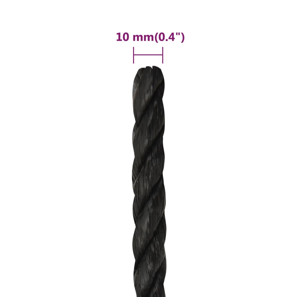 fekete polipropilén munkakötél 10 mm 500 m