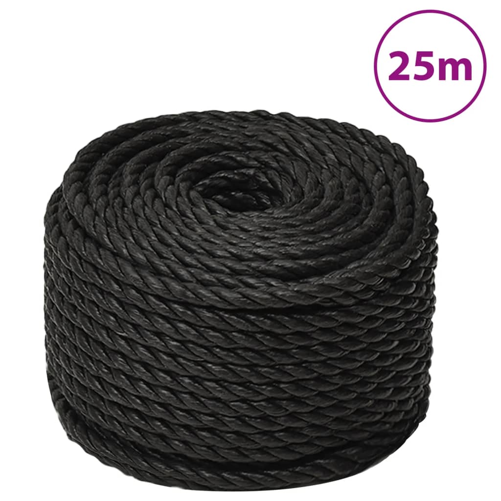 fekete polipropilén munkakötél 12 mm 25 m