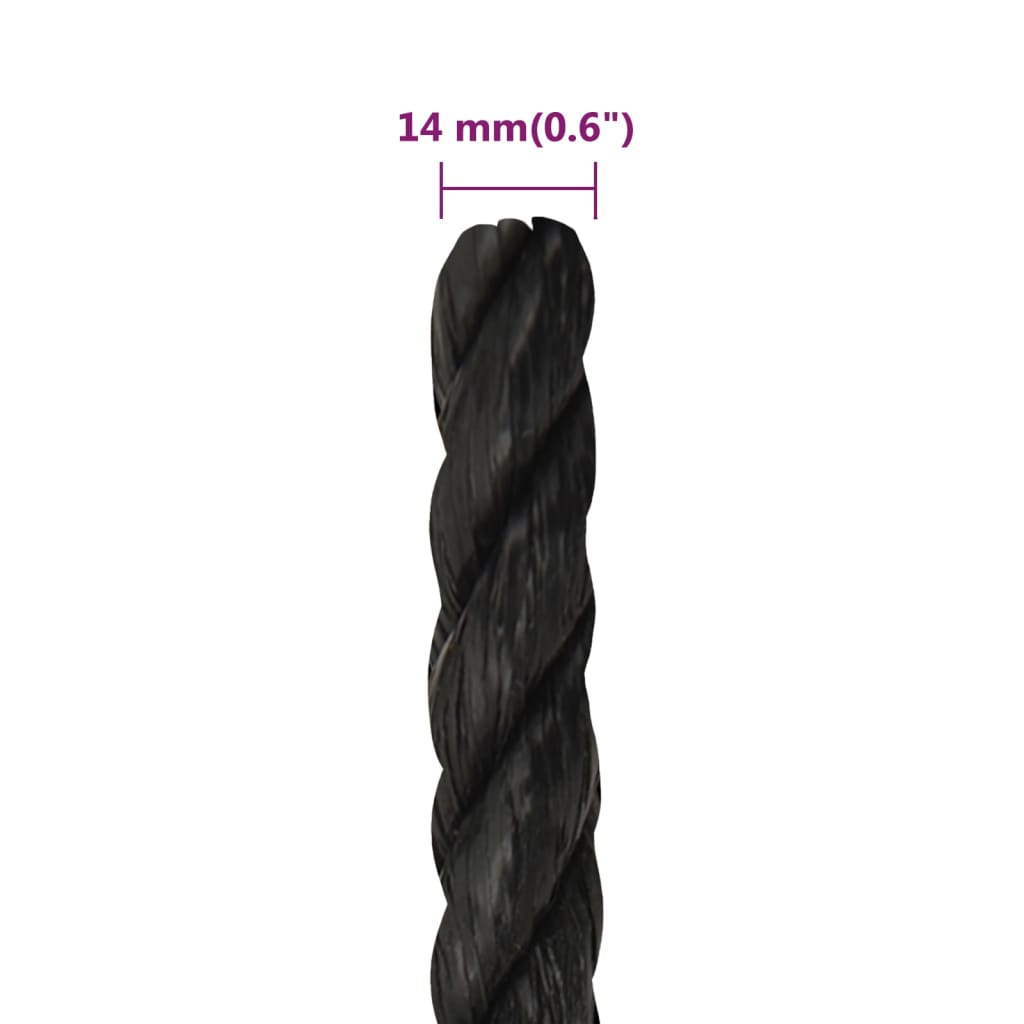 fekete polipropilén munkakötél 14 mm 50 m