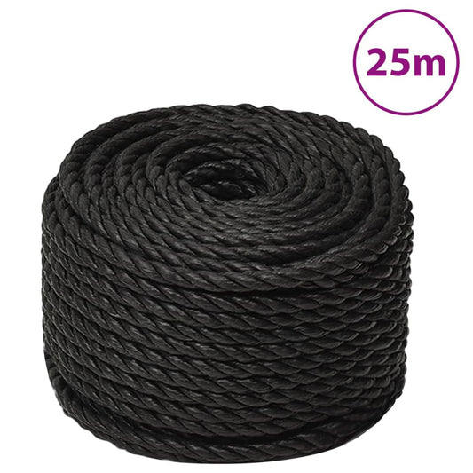 fekete polipropilén munkakötél 24 mm 25 m
