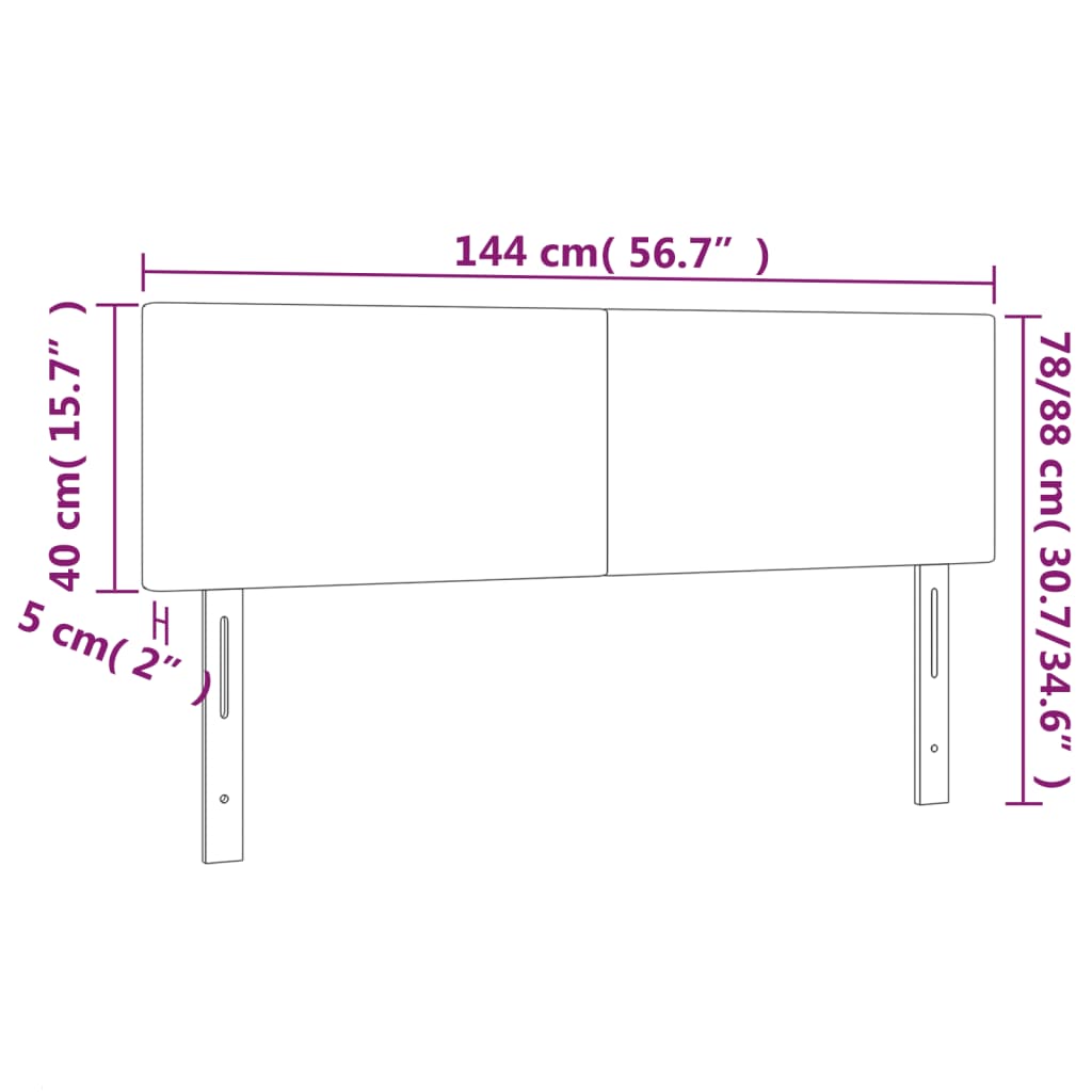 2 db fekete bársony fejtámla 72 x 5 x 78/88 cm