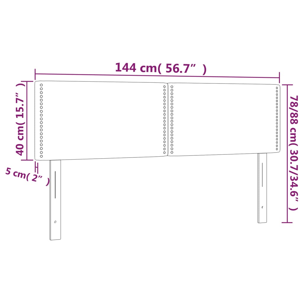 2 db sötétszürke szövet fejtámla 72 x 5 x 78/88 cm