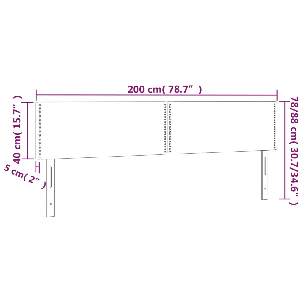 2 db sötétszürke bársony fejtámla 100x5x78/88 cm