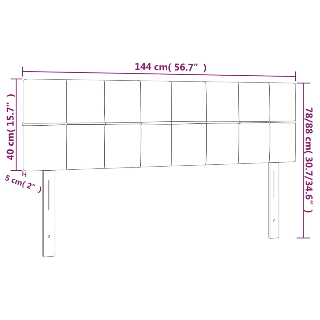 2 db sötétszürke szövet fejtámla 72 x 5 x 78/88 cm
