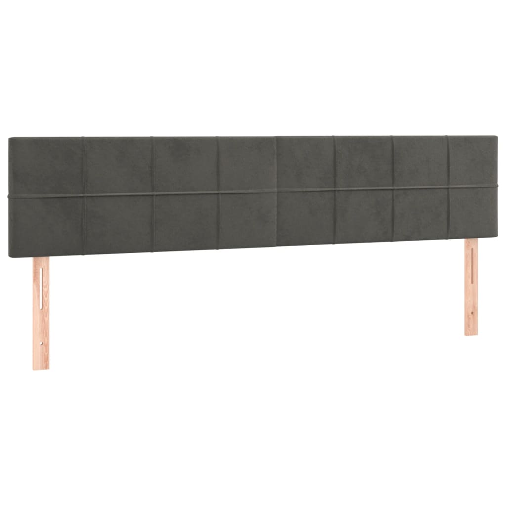 2 db sötétszürke bársony fejtámla 100x5x78/88 cm