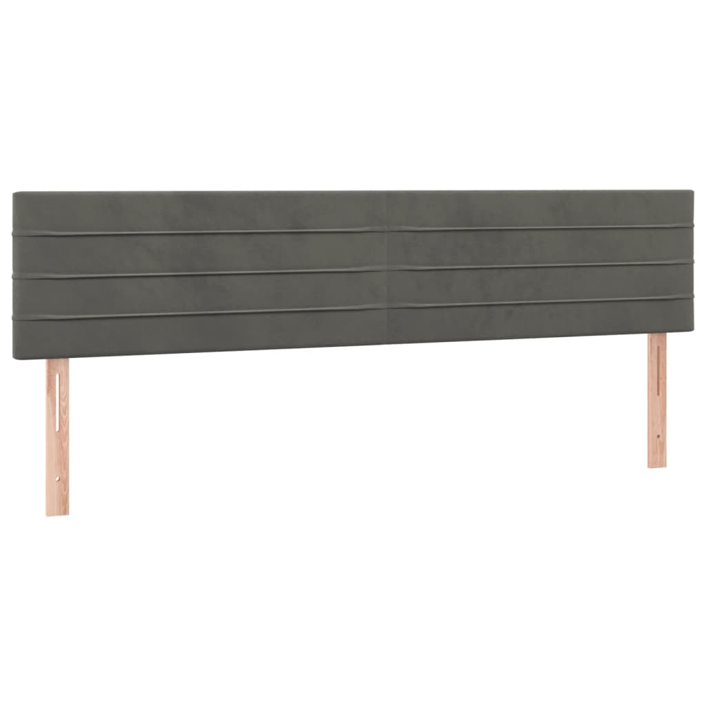 2 db sötétszürke bársony fejtámla 100x5x78/88 cm