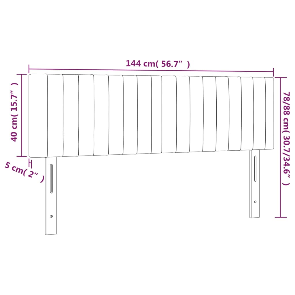 2 db sötétszürke bársony fejtámla 72 x 5 x 78/88 cm