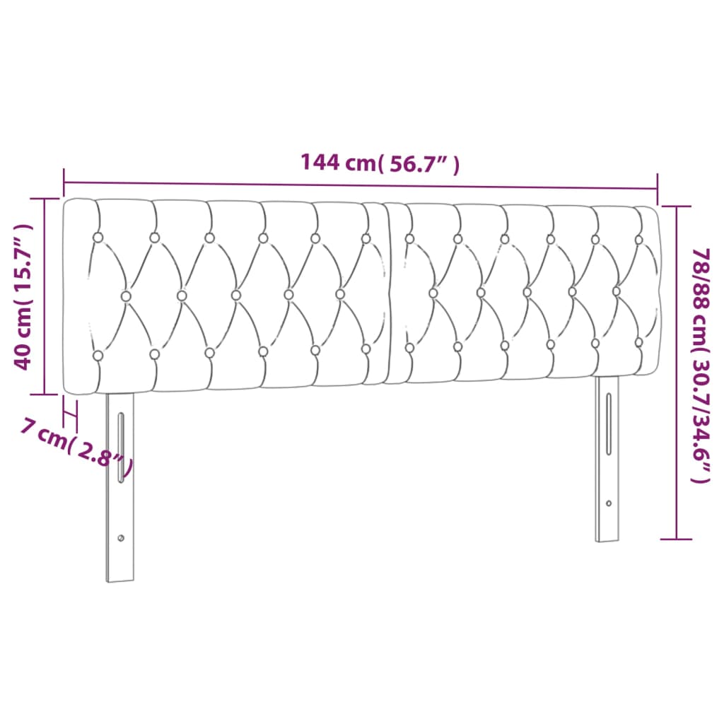 2 db sötétszürke szövet fejtámla 72 x 7 x 78/88 cm
