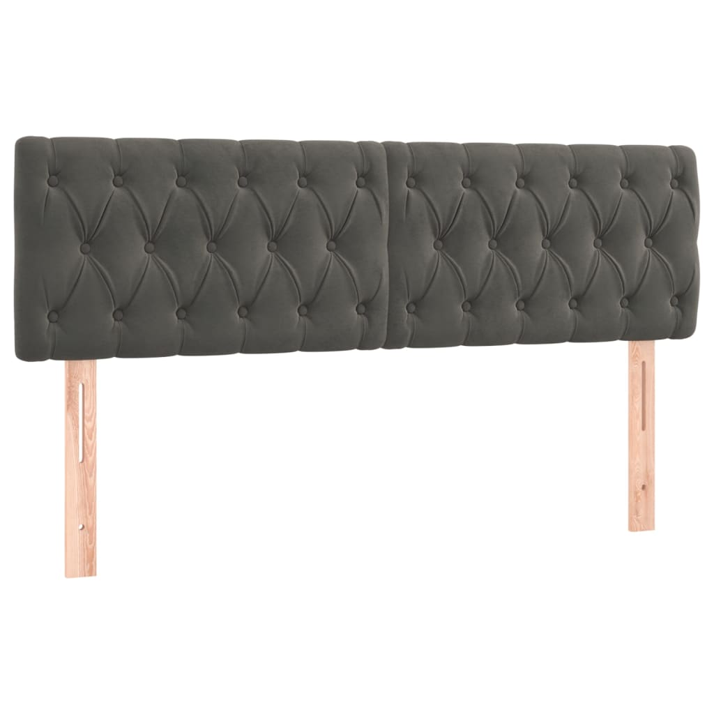 2 db sötétszürke bársony fejtámla 72 x 7 x 78/88 cm