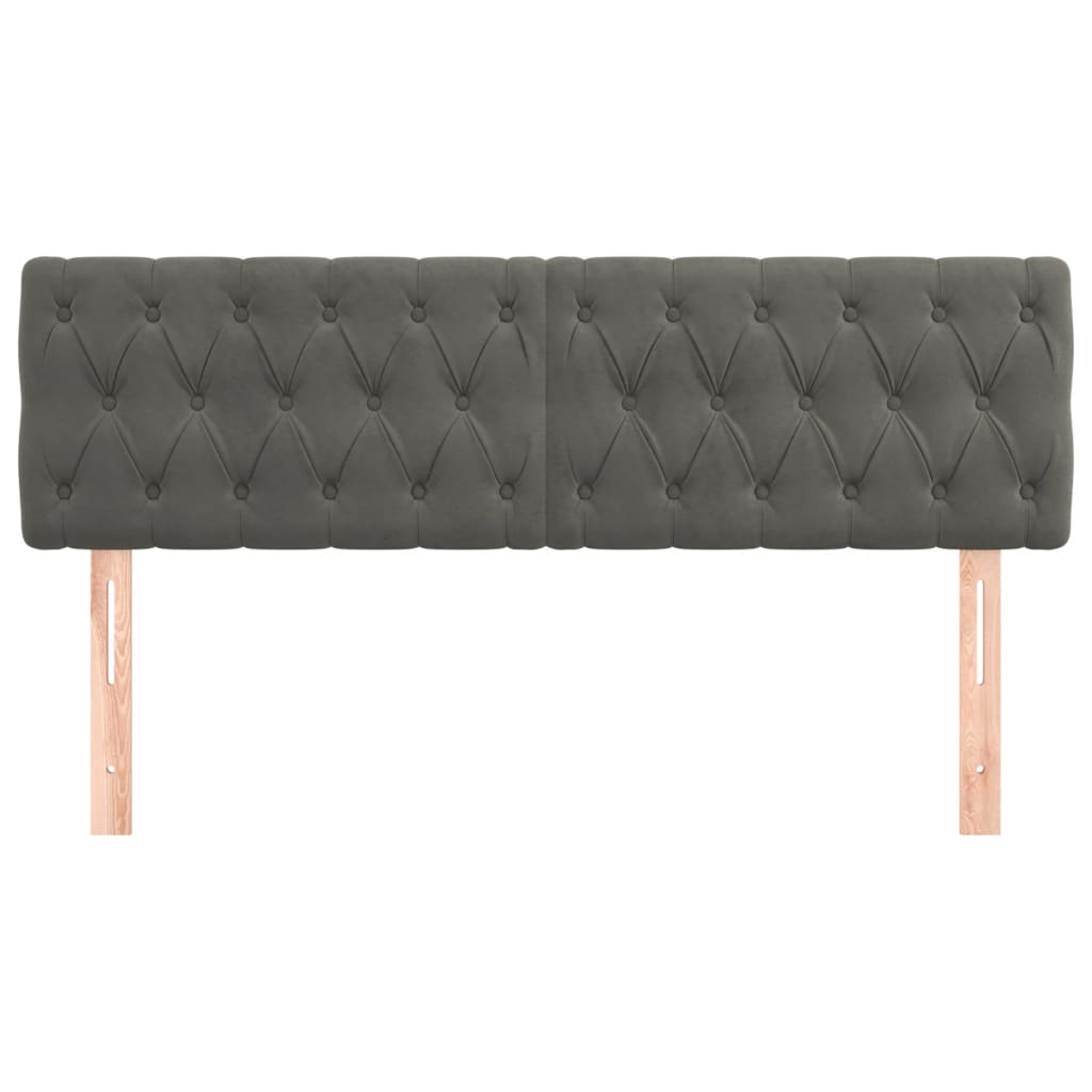 2 db sötétszürke bársony fejtámla 72 x 7 x 78/88 cm
