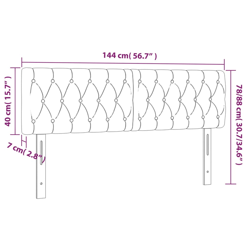 2 db sötétszürke bársony fejtámla 72 x 7 x 78/88 cm