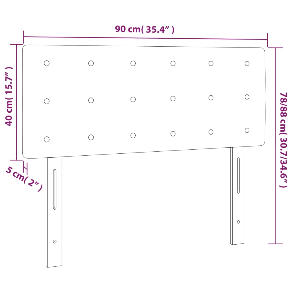sötétszürke bársony fejtámla 90x5x78/88 cm