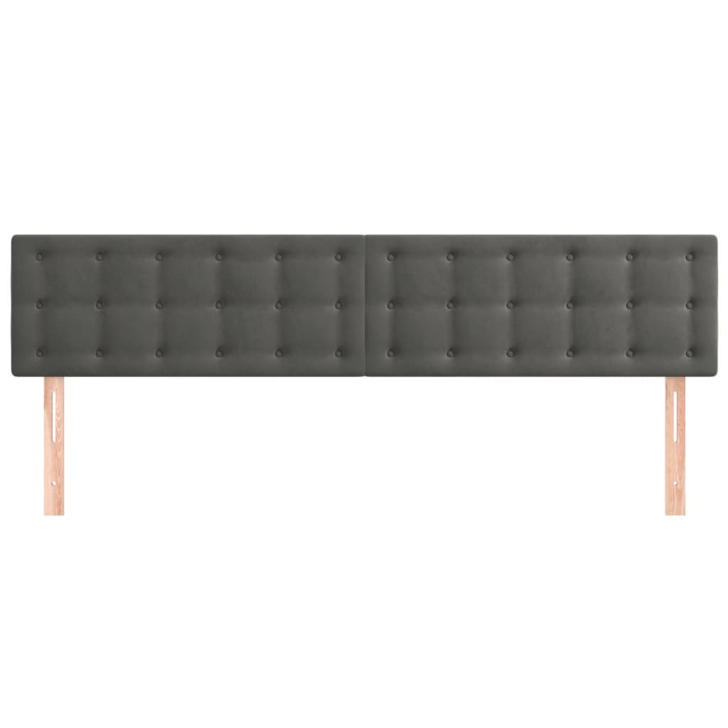 2 db sötétszürke bársony fejtámla 90x5x78/88 cm
